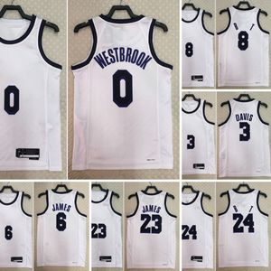 Mitchell Ness stitched Jersey Basketball 0 Westbrook 3 Anthony 6 James #8 #24 Davisn White