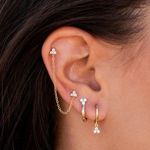 Brincos de garanhão Canner Conjunto Cadeia de orelha de zircão cúbico de ouro pequeno para homens Menino Piercing Earings Conjuntos de jóias