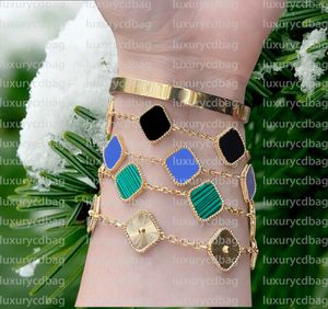 Klasyczna projektant biżuterii Four Leaf Clover Charm Bracelets Bransle Bieczek K Gold Agat Shell Mother of Pearl for Womengirl Wedding Mother Day Biżuteria Prezenty