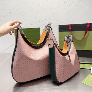 크루아상 언더 암 숄더백 여성 핸드백 지갑 캔버스 가죽 가방 지퍼 편지 분리 가능한 짠 스트랩