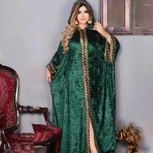 Ethnic Clothing Dress2022 Muslim Fashion Velvet Abayas Women Dubai Hooded Kaftan Dress Outfits African Plus Size Boubou Wedding Party Long