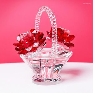 Dekorativa figurer Röd Elegant Crystal Dreams Flowers Figurin Samlingsgiltig present till julfödelsedagshem Bröllopsdekoration