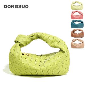 Borse da sera Borsa da donna in vera pelle Borsa tote annodata intrecciata Borsa 50% in vacchetta Borsa morbida rotonda a mezzaluna Donna giallo bianco verde 220623