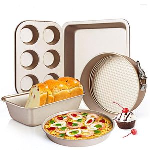Bakeware Tools 5PCS / Set Of Non-stick Cake Mold Square Round Baking Pan To Make Pizza Small Bread Kitchen