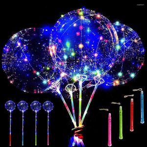 Party Decoration 10pcs 20 Inches LED Balloons Light Up BoBo Baloons Glow Flashing Handle Clear Bubble Balloon For Christmas Birthday Decor