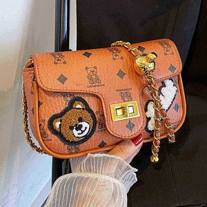 Evening bags Ladies New Ball Adjustable Shoulder Strap Small Square Bag Ins Popular Girl Cute Bear Print Messenger Designer s 220623