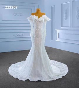 Mermaid wedding dress One shoulder long sleeve gauze shows high specific SM222207