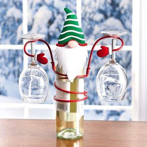 Kitchen Storage Christmas Wine Bottle Rack Glass Holders Champagne Organizer Festival Home Desktop Decoration