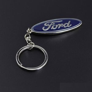 Chiave dell'automobile per Ford Portachiavi in metallo 3D Portachiavi con logo dell'auto Portachiavi in lega di zinco Llaveros Chaveiro Fiesta Ecosport Escort Drop Delivery Dh1Mx