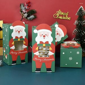 Presentförpackning 5st julförpackningslådor med tydliga PVC -fönster Santa Claus Candy Cookie Box barn barns happyårsgavlar