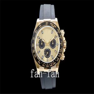 A Factory Wristwatch 12.2 116515 yellow Gold Ceramic 116515 Chocolate ETA 4130 Movement Chronograph Working Black Ceramic Natural rubber strap Automatic