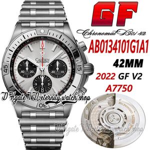 GF V2 B01 MENS WATCH A7750 Автоматический хронограф GFFAB0134101G1A1 42 -мм черные циферблаты маркеры из нержавеющей стали браслеты Super Edition Eternity Spopwatch Watches