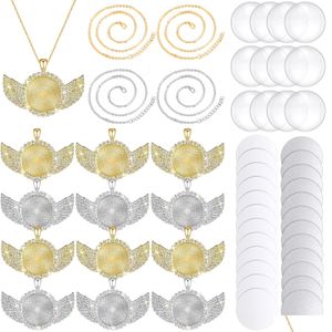 Anhänger Halsketten Sublimation Wing Blank Trays Set 12 Strass Lünette Runde Ammep Drop Lieferung 202 OT0P3