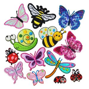 Notions Cute Cartoon Patch Bees Butterfly Iron on Patches Sew on Embroidered Appliques Stickers for Arts Crafts DIY Decor Clothing Shoes
