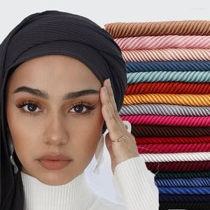 Scarves 1 PC Large Size TR Cotton Scarf Pleated Crinkle Women's Hijab Muslim Head Wrap Wrinkle Shawl Plain Colours