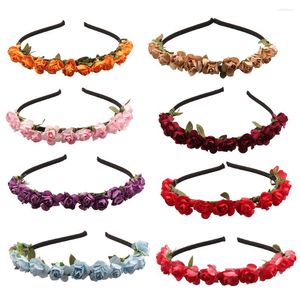 Bandanas Rose Headband Woman For Bridal Wedding Hairband Hair Accessories Floral Headwear Colorful Flower