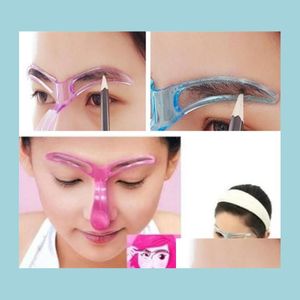 Ögonbrynverktyg stencils högkvalitativ grooming pannmålad modell stencil kit sha diy skönhet ögonbryn rosa blå 2 färger ögonbrynen sty dhdli