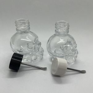 Smoking Pyrex Thick Glass Skull Style Dry Herb Tobacco Spice Miller Snuff Snorter Sniffer Snuffer Storage Bottle Dabber Spoon Cigarette Holder Stash Jars