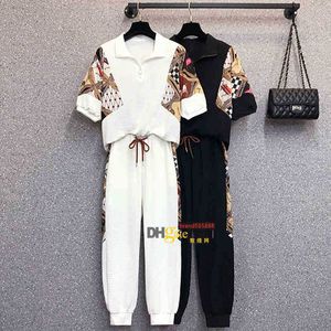 ملابس النساء للسيدات الصيفية النساء كبيرات زائد الحجم L-5XL الرياضية أعلى و PANT من قطعتين SportWearTrackSuit