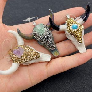 Charms Fashion Acrylic Bull Pendant 45x46mm Inlaid Crystal Charm Jewelry DIY Men And Women Necklace Earrings Accessories Wholesale