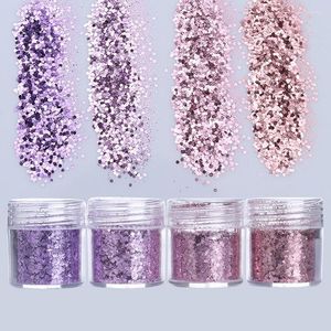 Glitter per unghie 1 scatola da 10 ml rosa cipria viola lucido a forma di esagono punte per la polvere decorazione artistica fai da te