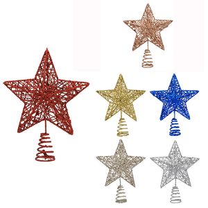 Glittered Christmas Tree Topper Star Decoration Xmas Treetop Home Decor 8 Inches/20cm Red Gold Silver Blue XBJK2210