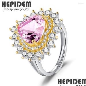 Cluster Rings Cluster Rings 100 Amethyst 925 Sterling Sier Trend Women Big Heart Purple Stone Gemstones Gift S925 Fine Jewelry 3536C Dhekp