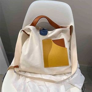 Borse Borsa in tela da donna 2022 autunno nuova tote portatile borse a tracolla casual a contrasto di colore semplice