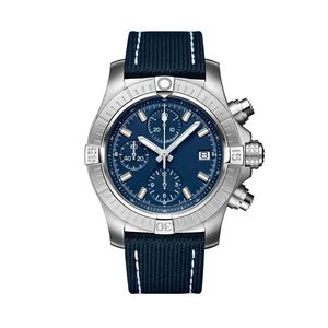 Luksusowe męskie zegarek Kwarc Chronograf Wysokiej jakości designerskie zegarki Bransoletka ze stali nierdzewnej Supphire Glass Black Blue Skórzane zegarki