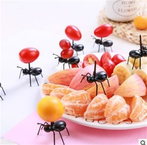 12st/set Cute Mini Ant Fruit Fork Eco Friendly Plastic Toothpicks Decoration Kitchen Bar Kids Dessert Forks Party Table Seary