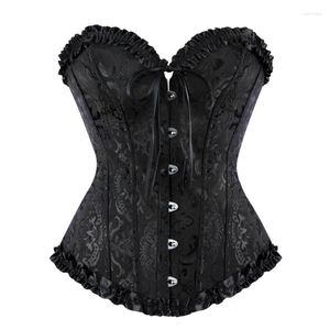 Bustiers Corsets Vocole Womes Vintage Lace Up Brocade Brocade Overbust Corset Bustier Tops Plus Sizebustiers