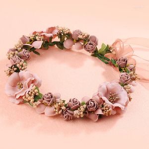 Decorative Flowers 2pcs/lot Garland Bridal Headdress Artificial Decor Wedding Wreath Girl Seaside Vacation Beach Accessories