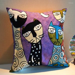 Pillow Cartoon Pattern Colorful Embroidered Cover For Pillow/cushion Cotton/linen Materials Without Inner 1order 1pc