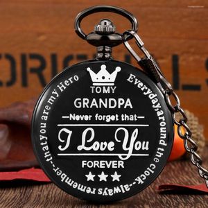 포켓 시계 쿼츠 내 할아버지에 대한 시계 인사말 인사 창의적 인 인사말 나는 당신을 사랑합니다 생일 기념품 선물 시계 fob