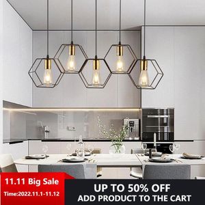 Pendant Lamps Modern Black Cage Lights 3/5 Iron Art Adjust Cable Ceiling For Dining Room Bedroom Lamp Loft E27