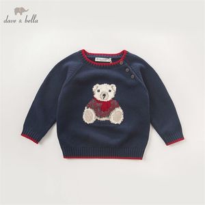 DB5905デイブベラ秋の幼児男の子ネイビーベアプルオーバーセーターキッズ素敵な服幼児の子供編みセーターSH190907