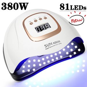  LED Nail Lamp 380W for Gel Nails Fast Curing Dryer with 81 LEDS 4 Timers Professional UV Light for Home Salon Nail Art Tools 250213