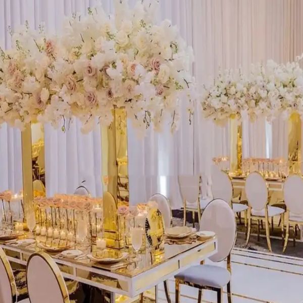 Portafiori in ferro Portaarco dorato Supporto per fiori in acrilico centrotavola per matrimoni per la decorazione di eventi e feste 201