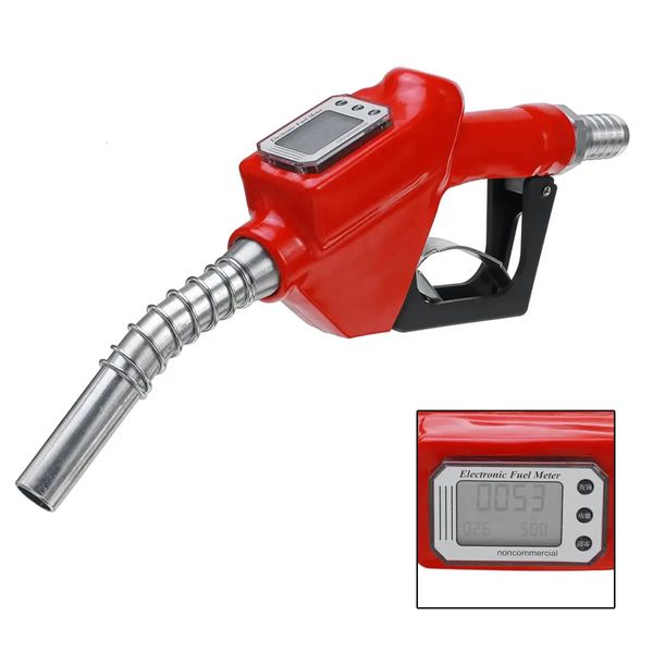 Misuratore di portata digitale Lega di alluminio Carburante Benzina Benzina Olio Pistola Ugello Dispenser Diaplay LCD 3Gears Rifornimento Pistola per iniezione 231229