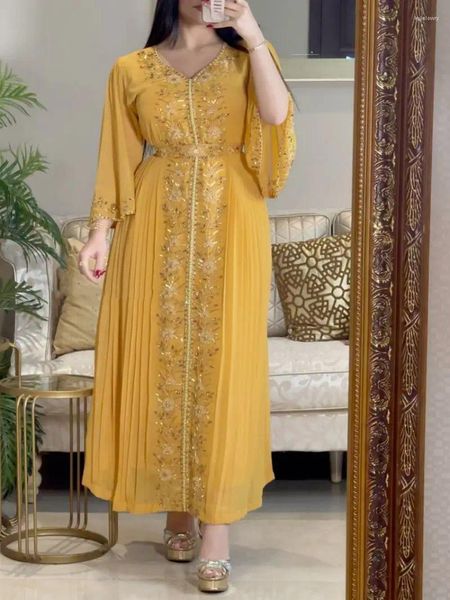 Roupas étnicas Luxo Eid Muslim Party Dress para Mulheres Ramadan Árabe Abaya Dubai Vestidos de Noite Jalabiya Islam Roupas Turquia Marroquino