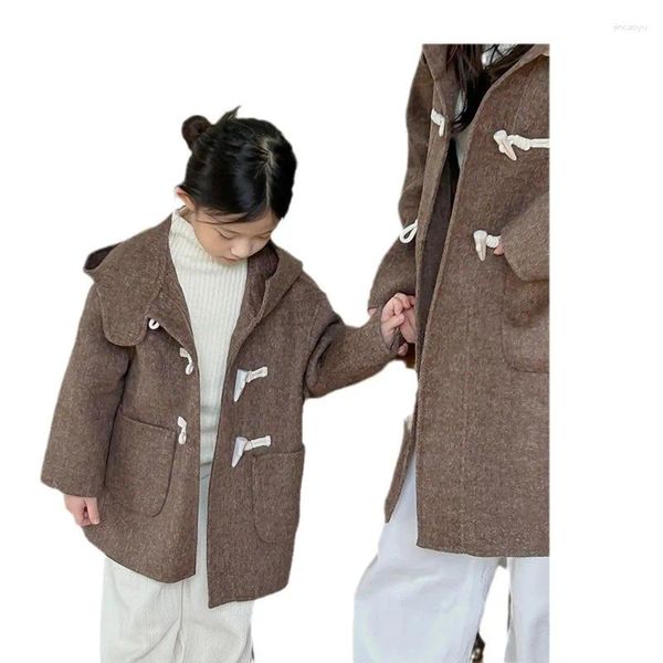 Giacche Cappotto per bambini 2024 Fatto a mano in lana di cashmere Stile genitore-figlio Stile occidentale Autunno e inverno Caldo lana britannica