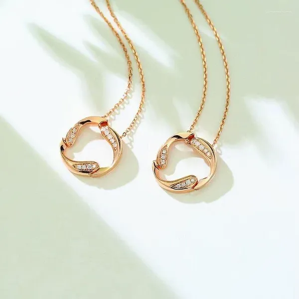 Pingente colares engraçado círculo colar cor de ouro brilhante cz moda versátil pescoço acessórios para mulheres presente delicado jóias