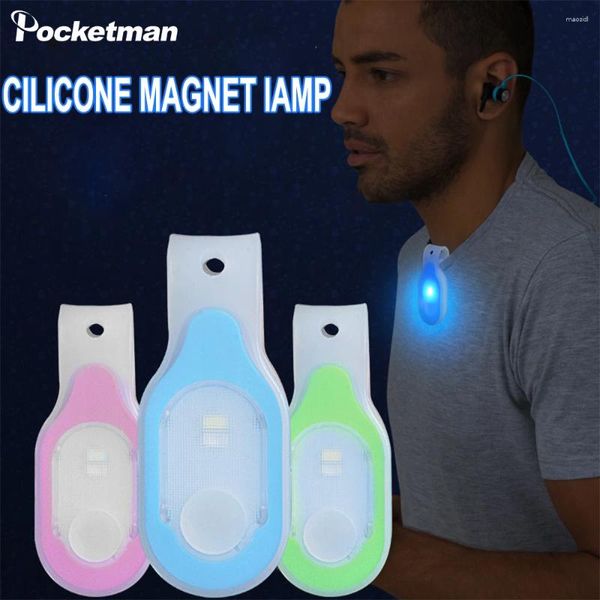 Torce elettriche Magnete in silicone Spia LED Clip Mini Notte Sicurezza Emergenza Corsa