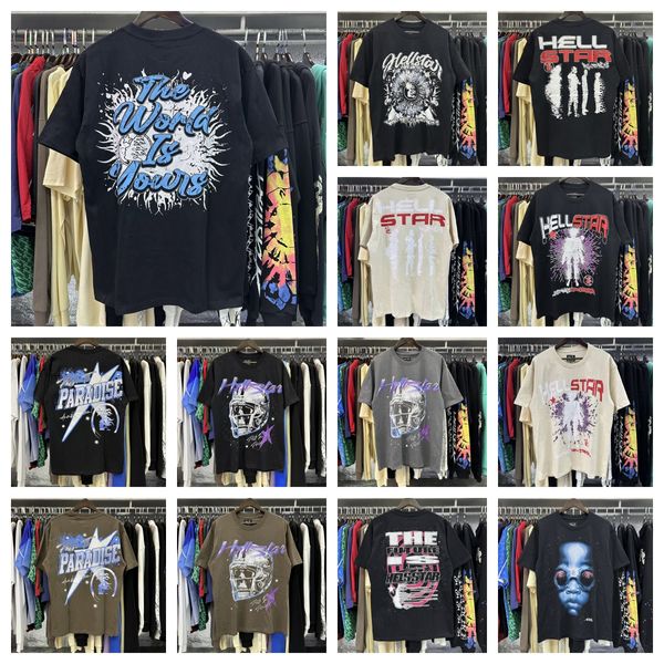 Hellstar T Shirt Erkek Hip Hop Y2K Tasarımcı Hellstar Online Grafik Baskı Büyük boy Yuvarlak Boyun Tshirt Gotik Kısa Kollu Üstler