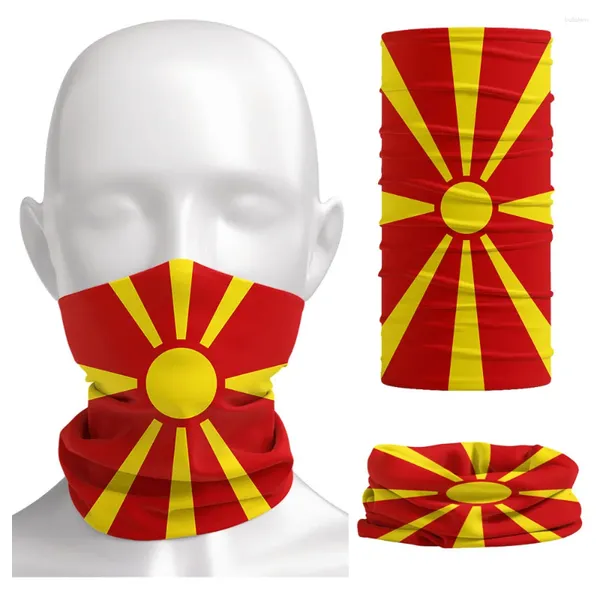 Шарфы с македонским флагом и узором для лица, бандана, мужская Балаклава, гетры, головные уборы для езды на велосипеде, маска, бесшовный головной платок