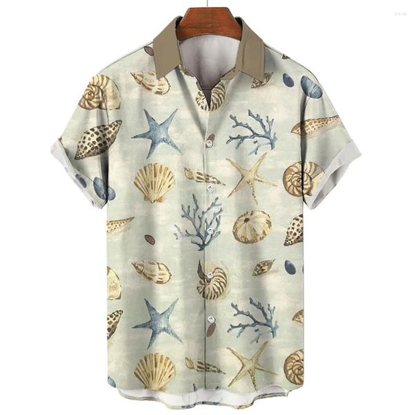 Camicie casual da uomo Camicia da spiaggia Hawaii per uomo T-shirt stampata con stelle marine stampate 3D a maniche corte con motivo Sea Life estivo