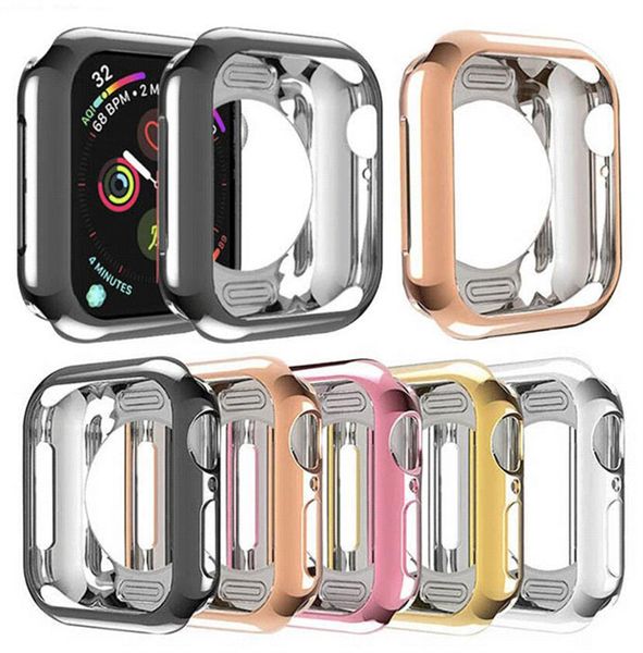 Weiches, flexibles TPU-Gehäuse, plattierter Schutz, Stoßstangenabdeckung, leichter, dünner Schutz, stoßfester Rahmen für Apple Watch Serie 9, 8, 7, 6, 5, 4, SE, 3, 2, 1, 41 mm, 45 mm, 38 mm, 42 mm, 40 mm, 44 mm, 49 mm