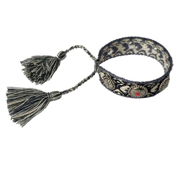 Тканый богемный браслет с металлическими камнями и кисточками ручной работы, модные украшения, подарок, винтажный женский браслет в этническом стиле Bracele271A