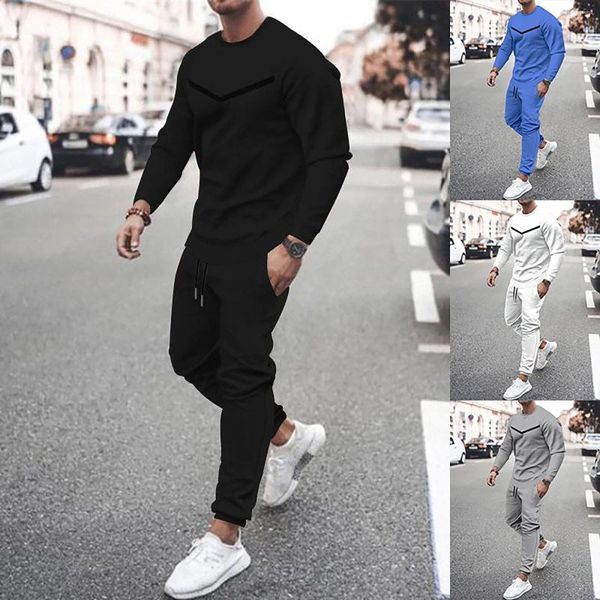 Erkek Trailtsits 2024 Bahar Sonbahar Uzun Kollu Tişört Swearpant Takım Erkekler O-boyun sweatshirt Street Giyim İnce Fit Spor Setleri Marka