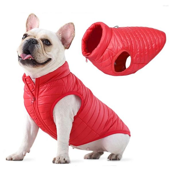 Cão vestuário leve casaco de inverno impermeável super macio quente jaqueta para cães pequenos barriga zíper fácil de usar filhote de cachorro puffer colete vermelho